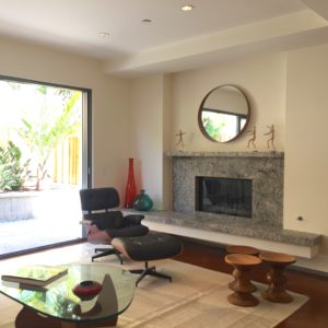 living room fireplace and floating hearth