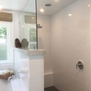 master bath walk in shower. so smart to put the controls out at the front!
