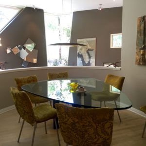 dining room that overlooks the best features of the living room as well